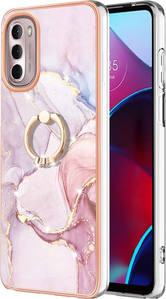 Hülle für Motorola Moto G Stylus 2022 4G Muster TPU Silikon Stoßdämpfer Bumper Schutzhülle mit Ring Ständer Kupfer