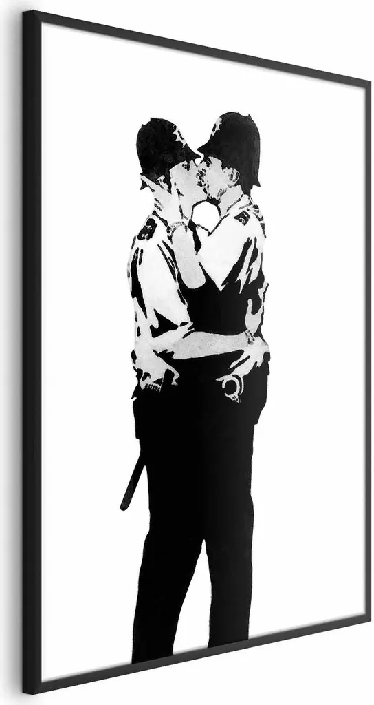 Poster Banksy Kissing Coppers 40x60 Cornice Nera - Stile Urban