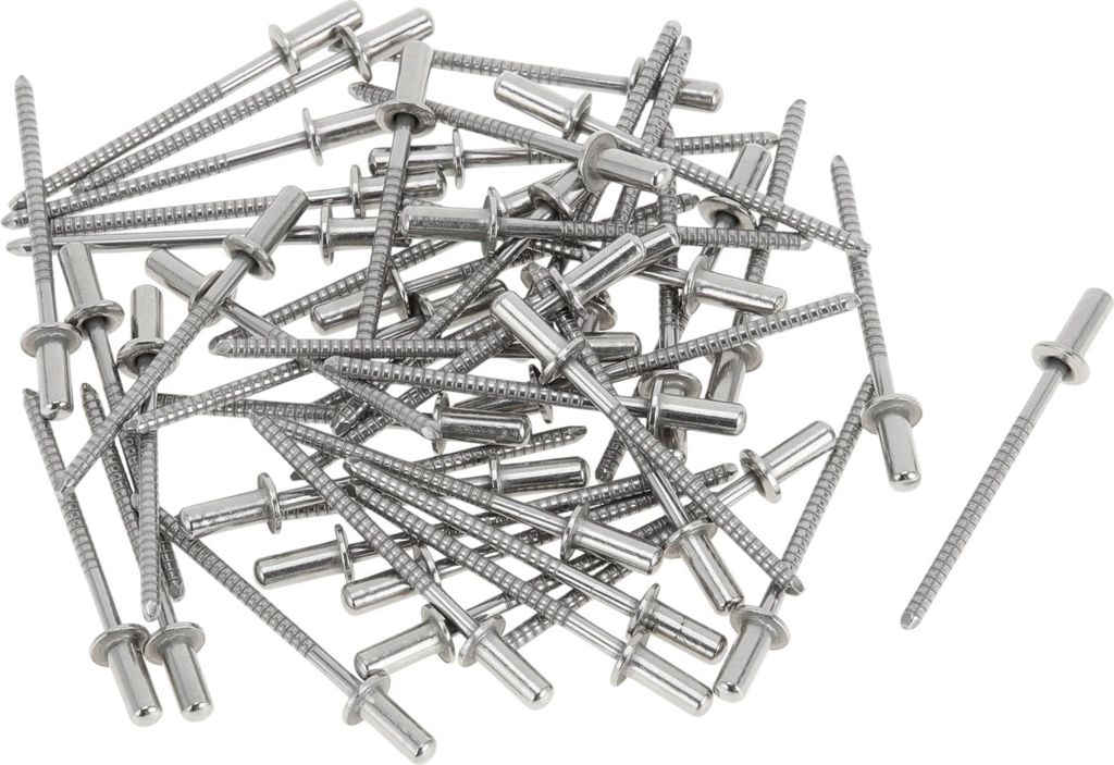 Kuppelkopf Geschlossene Dichtungsnieten 3,2mm Griffdurchmesser 6mm Grifflänge 6mm Flanschdurchmesser Edelstahl silberfarben 50 Stück