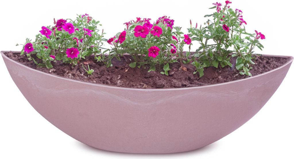 Große Pflanzschale oval 39 cm für draussen Dekoschale alt-rosa