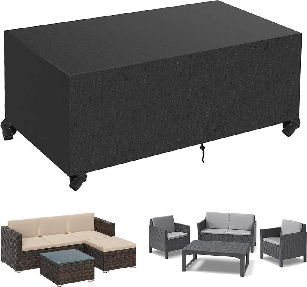 Bâche salon de jardin anti-UV et vent 270x180x90 cm Oxford 420D Noir