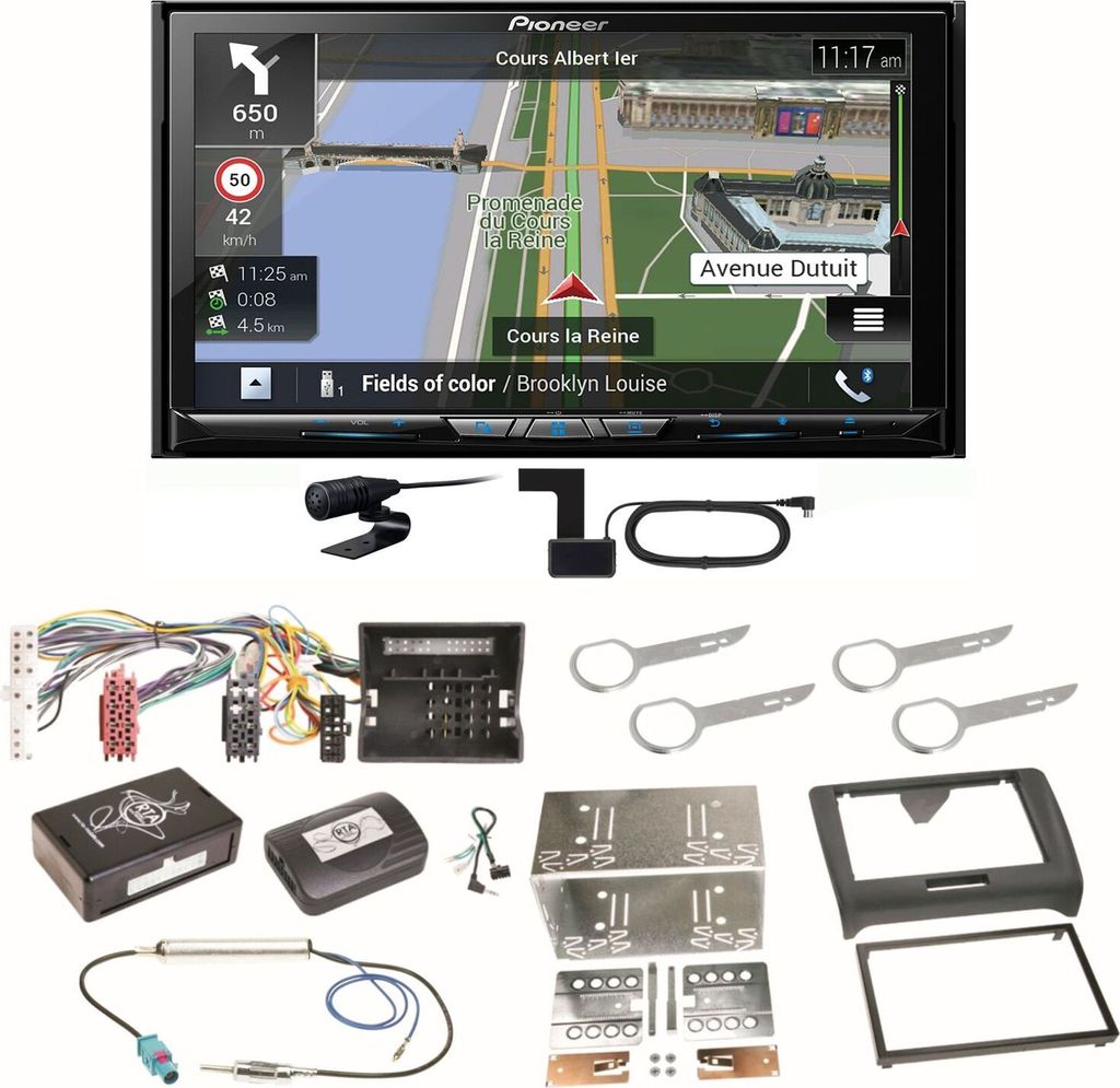 Pioneer AVIC-Z830DAB Navigation Bluetooth CD USB MP3 Einbauset für Audi TT 8J