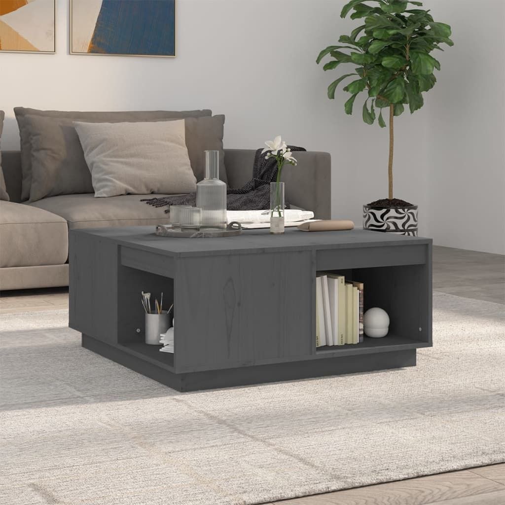 Maison Exclusive - Couchtisch Grau 80x81x36,5 cm Massivholz Kiefer