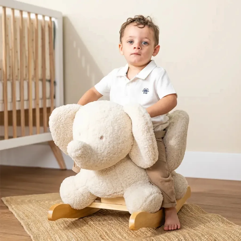 NATTOU Balançoire Teddy Éléphant en peluche écru pour bébé dès 10 mois