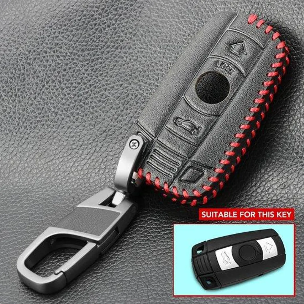 Coque clé voiture cuir noir contre chutes et rayures boîtier
