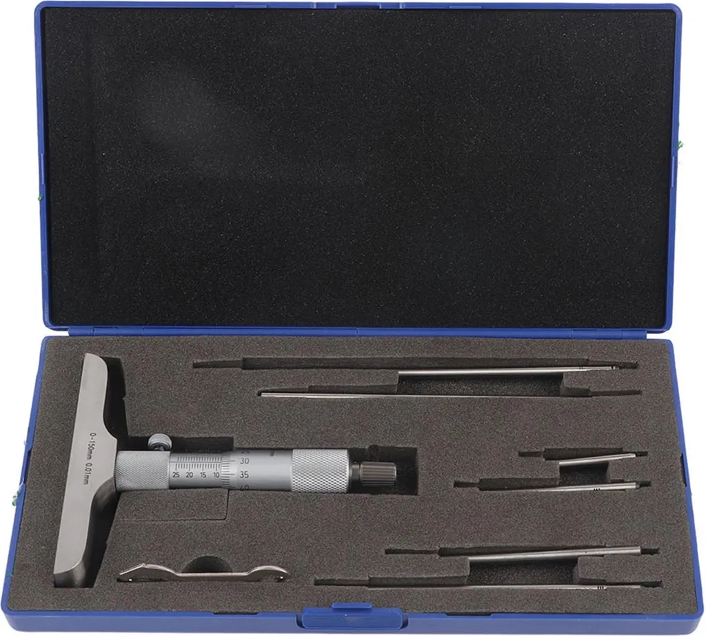 Micromètre de profondeur 150mm inox tête ronde mesure 0,01mm précise