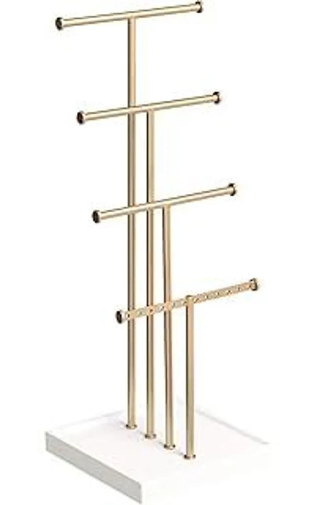 Portagioie Professionale da Tavolo 4 Livelli Bianco Ottone Foglie