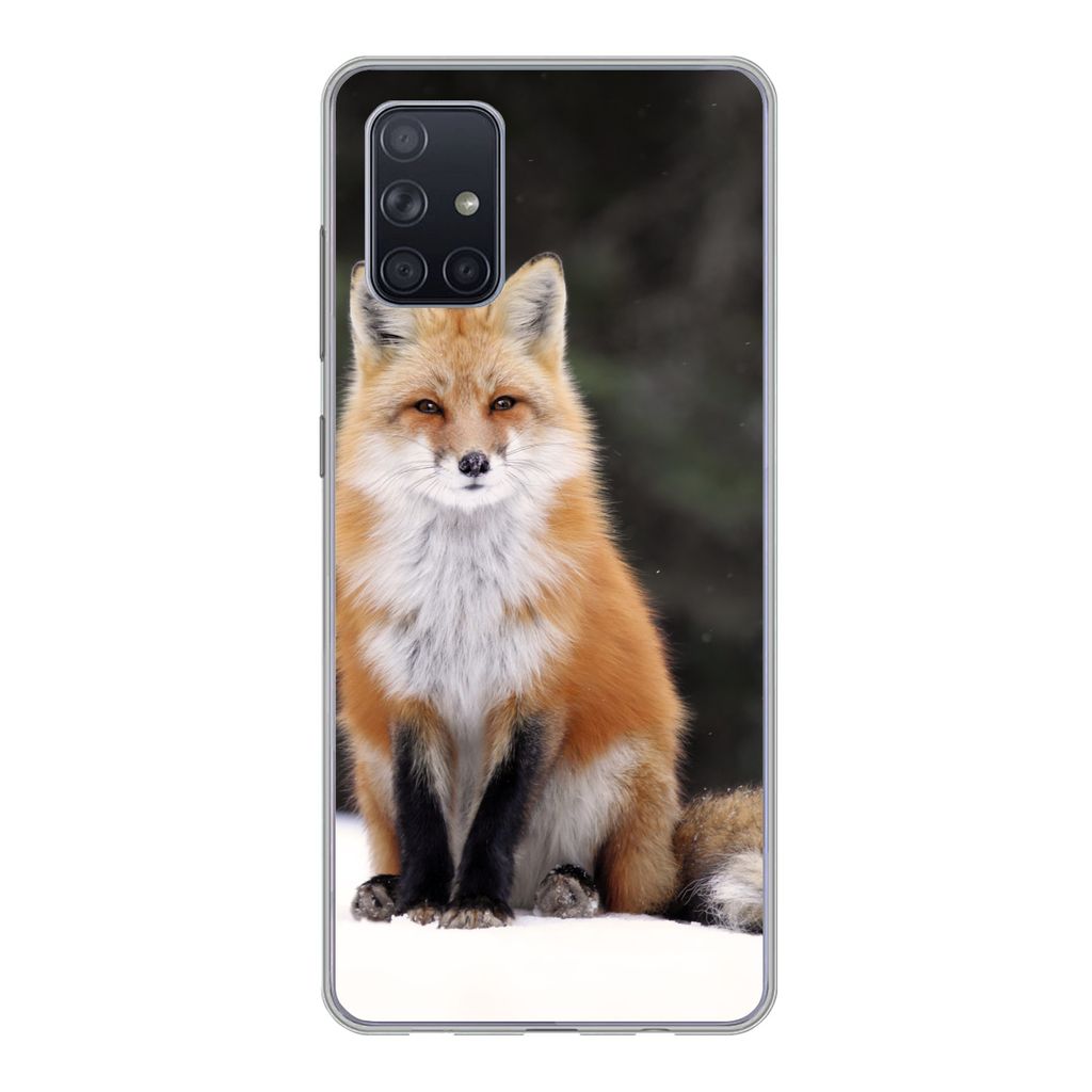 MuchoWow Handyhülle Schutzhülle Hülle für Samsung Galaxy A51 Fuchs - Schnee - Rot Silikon Softcase Handy Hülle - Schutzabdeckung