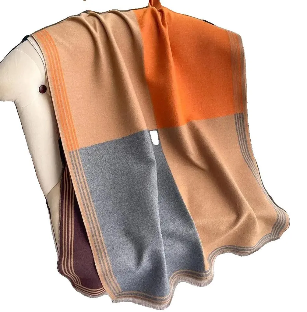 Écharpe chauffe-cou en cachemire épais orange taille unique - Modèle B
