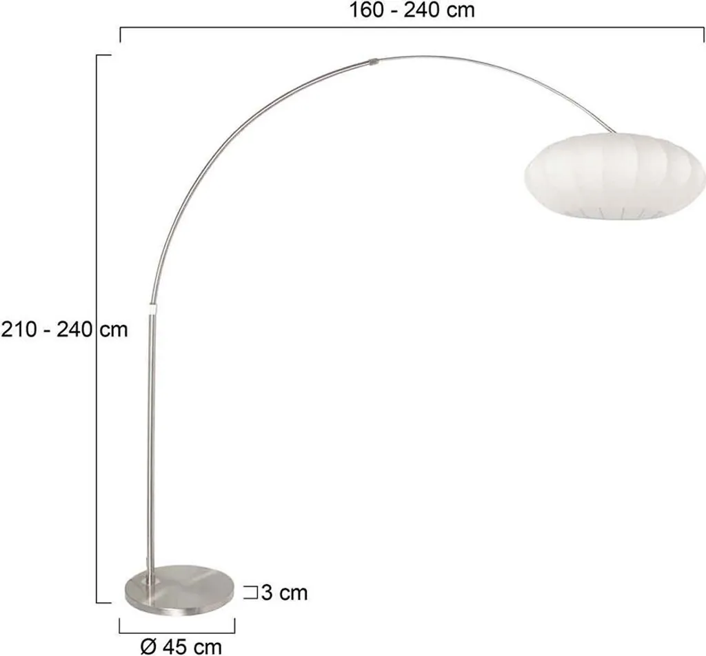 Steinhauer Sparkled Light 3806ST Lampadaire Arc en Acier Satiné E27 - 13