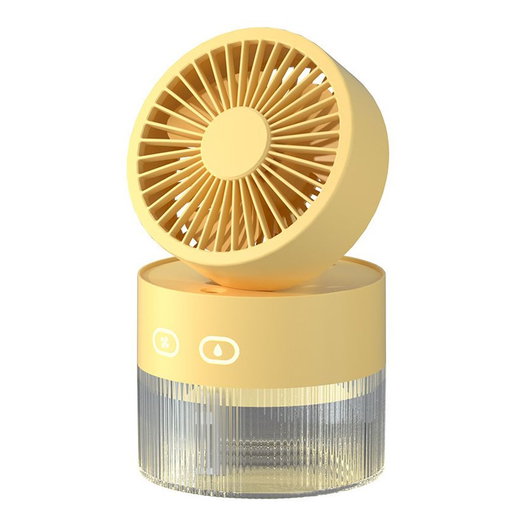 Mini Ventilator mit Kühlen Nebel Licht Tragbarer Ventilator 3 Windmodi 350ml USB Tischlüfter Tischventilator für Schlafzimmer Büro Gelb