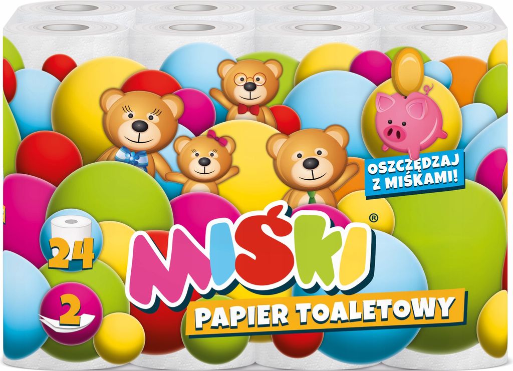 Toilettenpapier 24R MIŚKI 2W MIX – 24 Rollen