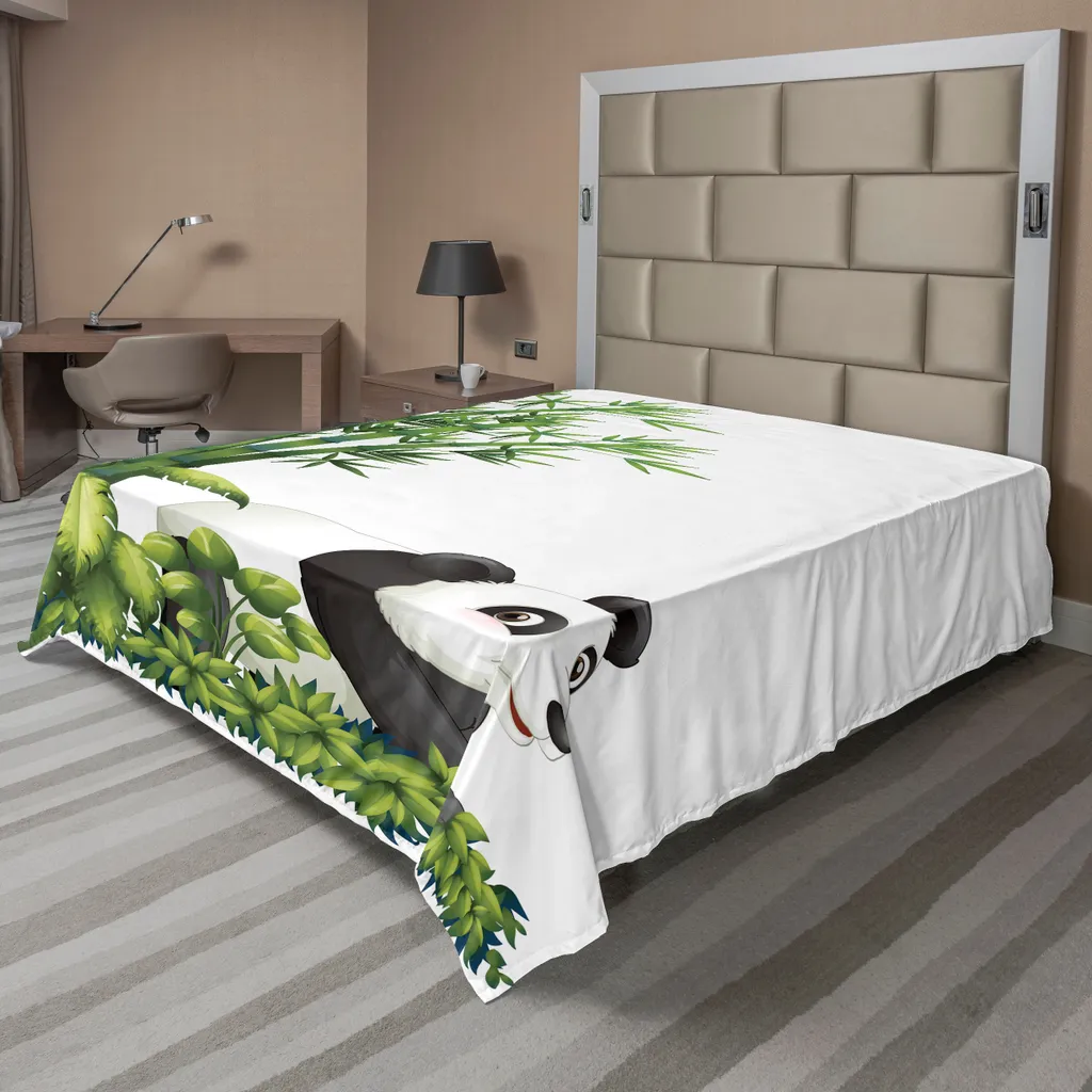ABAKUHAUS Lenzuolo Con Angoli In Microfibra 90x200 Cm, Design Panda Nero/bianco, Stampa 3D, Tasche Elastiche Fino A 40 Cm