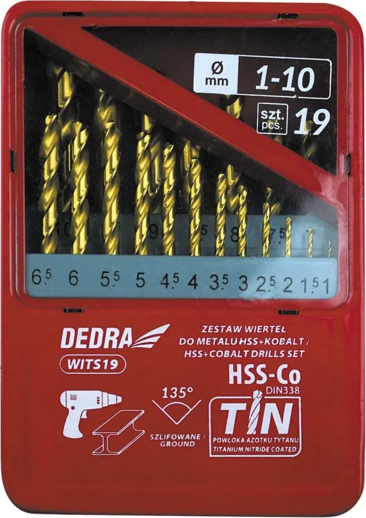 Mèches Cobalt et Titane 135° haute résistance thermique lot de 19