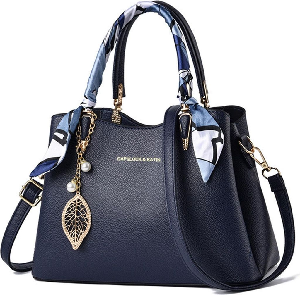 MODFU Handtaschen, Damen Handtasche Set, Schultertasche, Umhängetasche mit Blauem Seidenschal, Elegant & Vielseitig, Groß & Geräumig, Alltag, B...