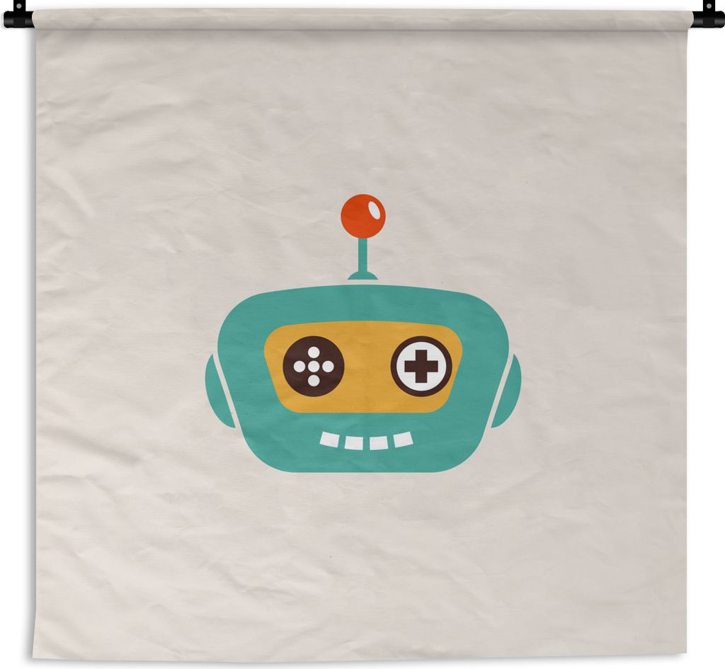 MuchoWow Wandteppich Wandbehang Roboter - Gesicht - Antenne - Technik - Junge - Kind 150x150 cm Tapisserie Dekoration Wandtuch - Wohnaccessoires ...
