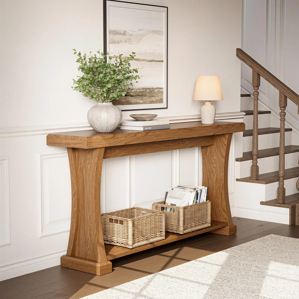 Tribesigns Table console de 160 cm, meuble d'entrée industriel en bois
