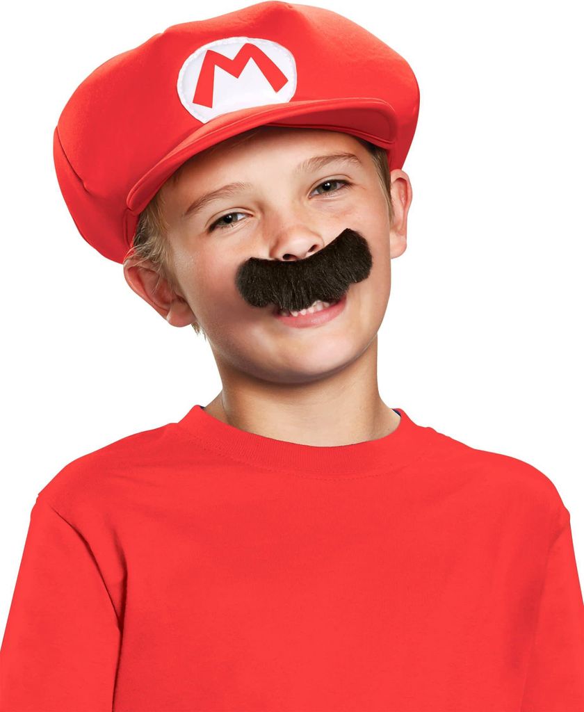 Mario Kinder-Set Mütze und Bart Super Mario Videospiel Produktbild 