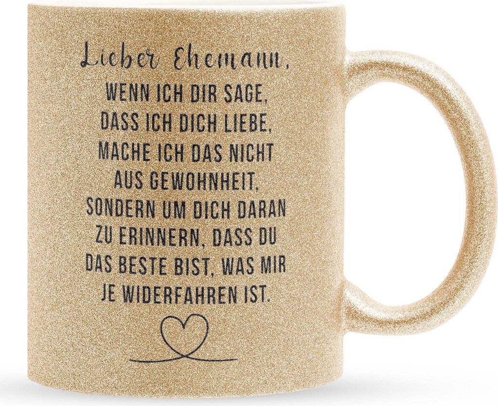22Feels Glitzertasse Gold Ehemann Geschenk Erster Hochzeitstag Kaffeetasse Männer Hochzeitsjubiläum Ehepartner Valentinstag für Ihn Weihnachten ...