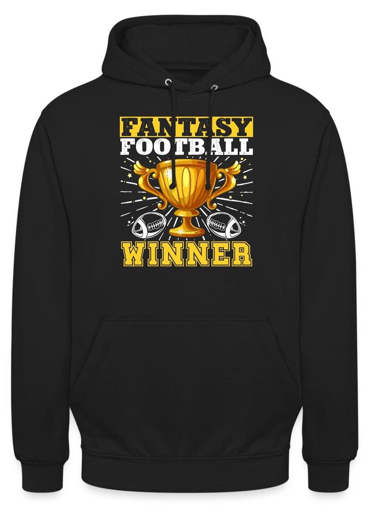 Spreadshirt Fantasy Football Gewinner Champion Uni Hoodie, 3XL, Schwarz
