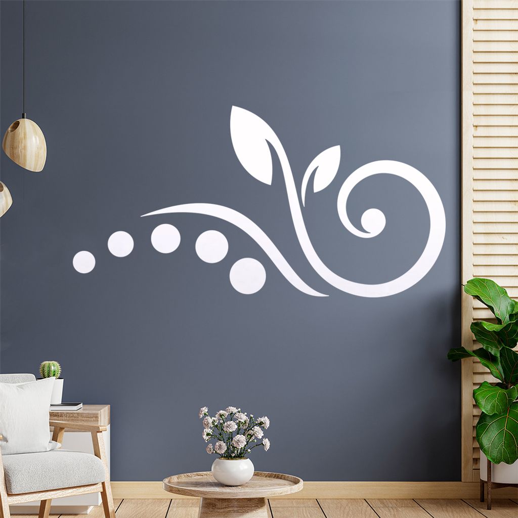 Blume - Linien Punkte Wandtattoo in 6 Größen - Wandaufkleber Wall Sticker - Dekoration, Küche, Wohnzimmer, Schlafzimmer, Badezimmer