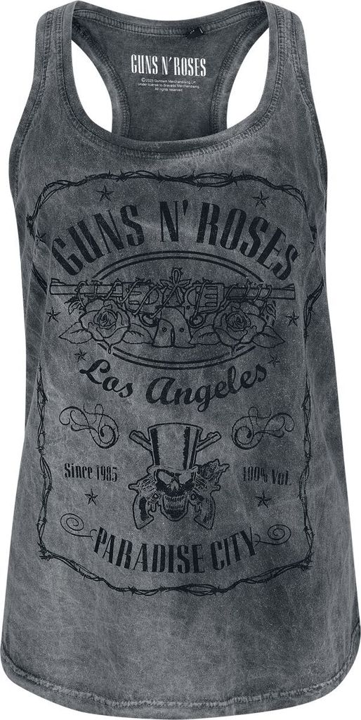 Guns N' Roses Top Damen Paradise City grau Band-Merch, Bands 100% Baumwolle L