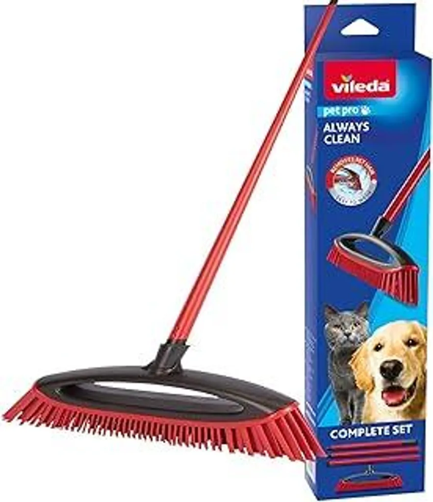 Vileda Pet Pro Always Clean Set Spazzole in Gomma - Antistatico Rosso