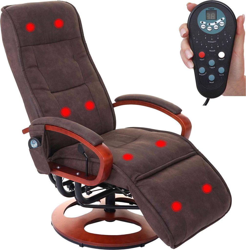 Relaxliege Terni II, Relaxsessel Massagesessel, MIT Massage Stoff/Textil WildKunstleder braun