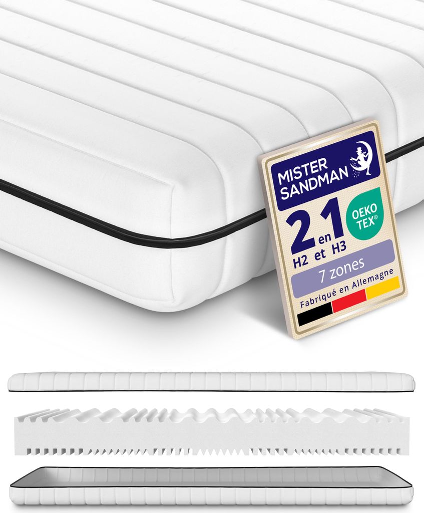 matelas orthopédique 7 zones 140x200 H2 / H3 qualité Image du produit 