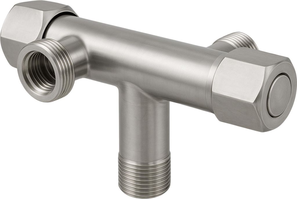 Balneo| Eckventil 3-Wege-Eckventil Edelstahl INOX silber 1/2 x 3/8 x 3/4 | Dreiwegeventil Eckventil mit drei Anschlüssen