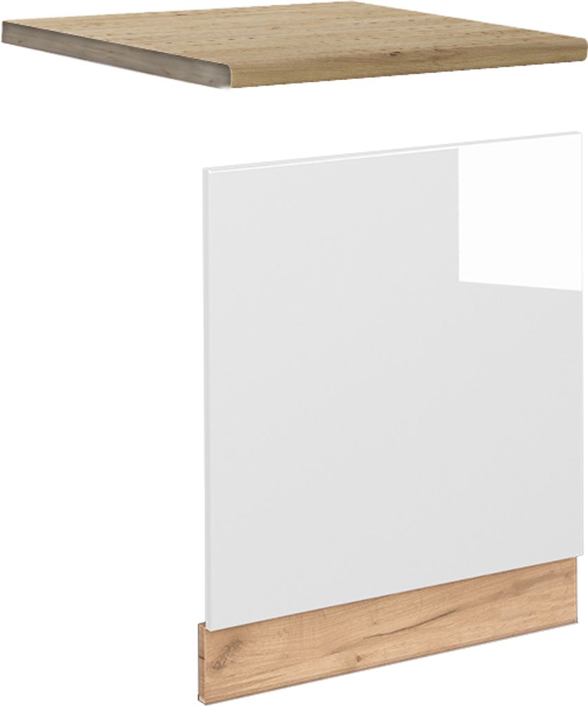 Frontblende Vicco Fame-Line Weiß Hochglanz 60 cm , AP Eiche, Model 46303