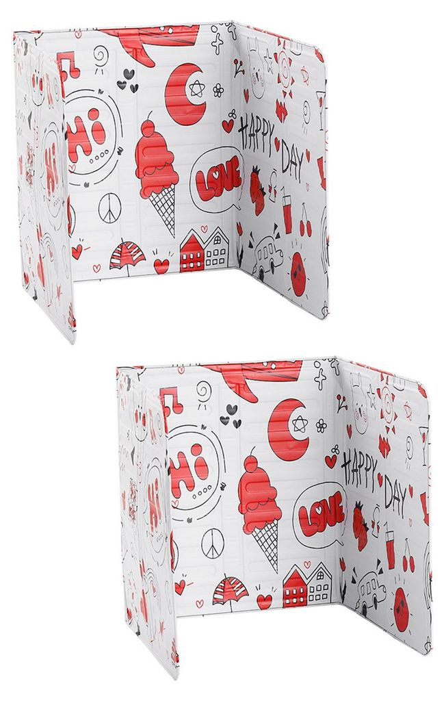 2 Stück 3-seitiger, faltbarer Spritzschutz aus Aluminiumfolie für Herdplatten und Bratpfannen – schützt die Arbeitsfläche vor Ölspritzern ...