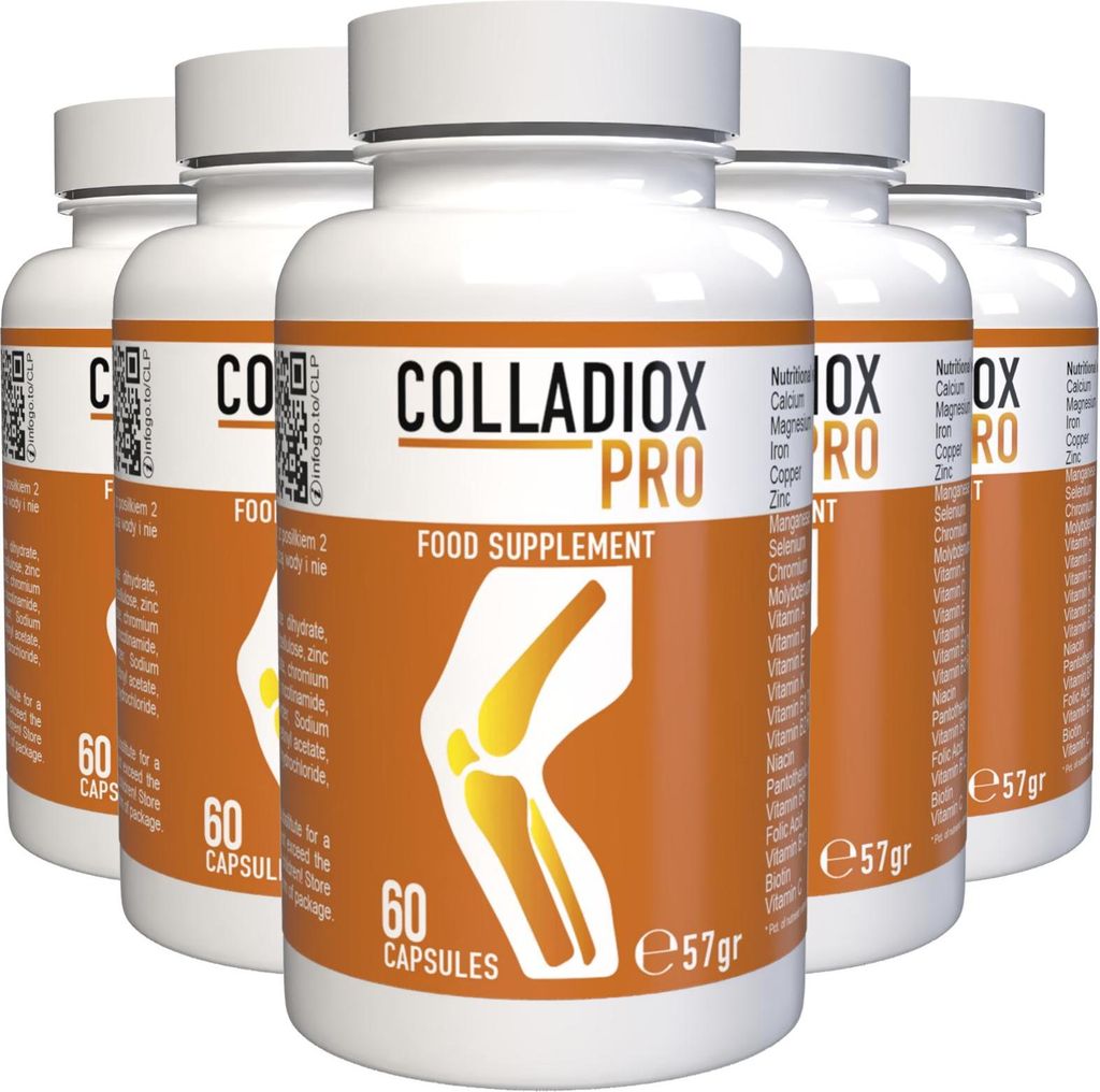 Colladiox Pro - 300 Kapseln (5x60) hochdosiert - Original Rezept aus der Schweiz - Vegan & Pflanzlich mit Vitaminen & Mineralien - 5er Pack