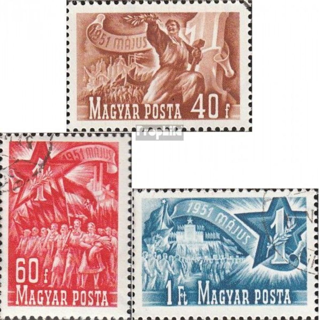 Briefmarken Ungarn 1951 Mi 1160-1162 (kompl.Ausg.) gestempelt Tag der Arbeit