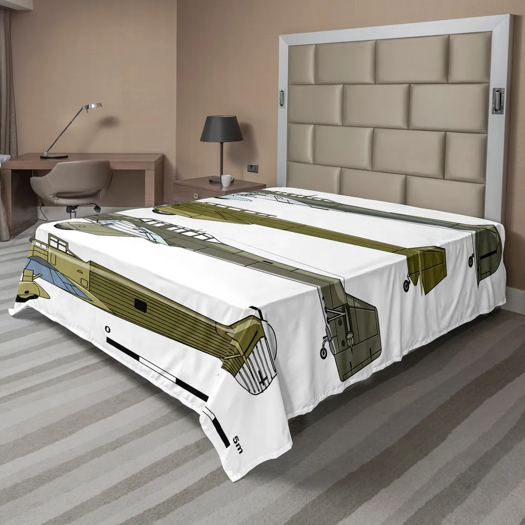 Lenzuolo Decorativo Aerei Storici ABAKUHAUS Verde e Grigio 244x205
