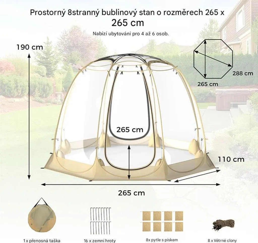 Tente camping transparente 4 saisons pour observer les étoiles 265cm - 2