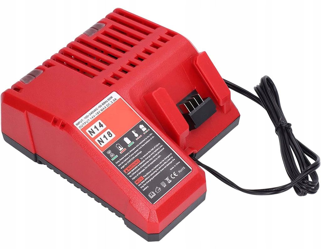 Ladegerät Ersatzteil – PowerDock M14-18C | 12–18V 3A LED Anzeige ABS Gehäuse | Kompatibel mit Milwaukee M14 M18 Akku
