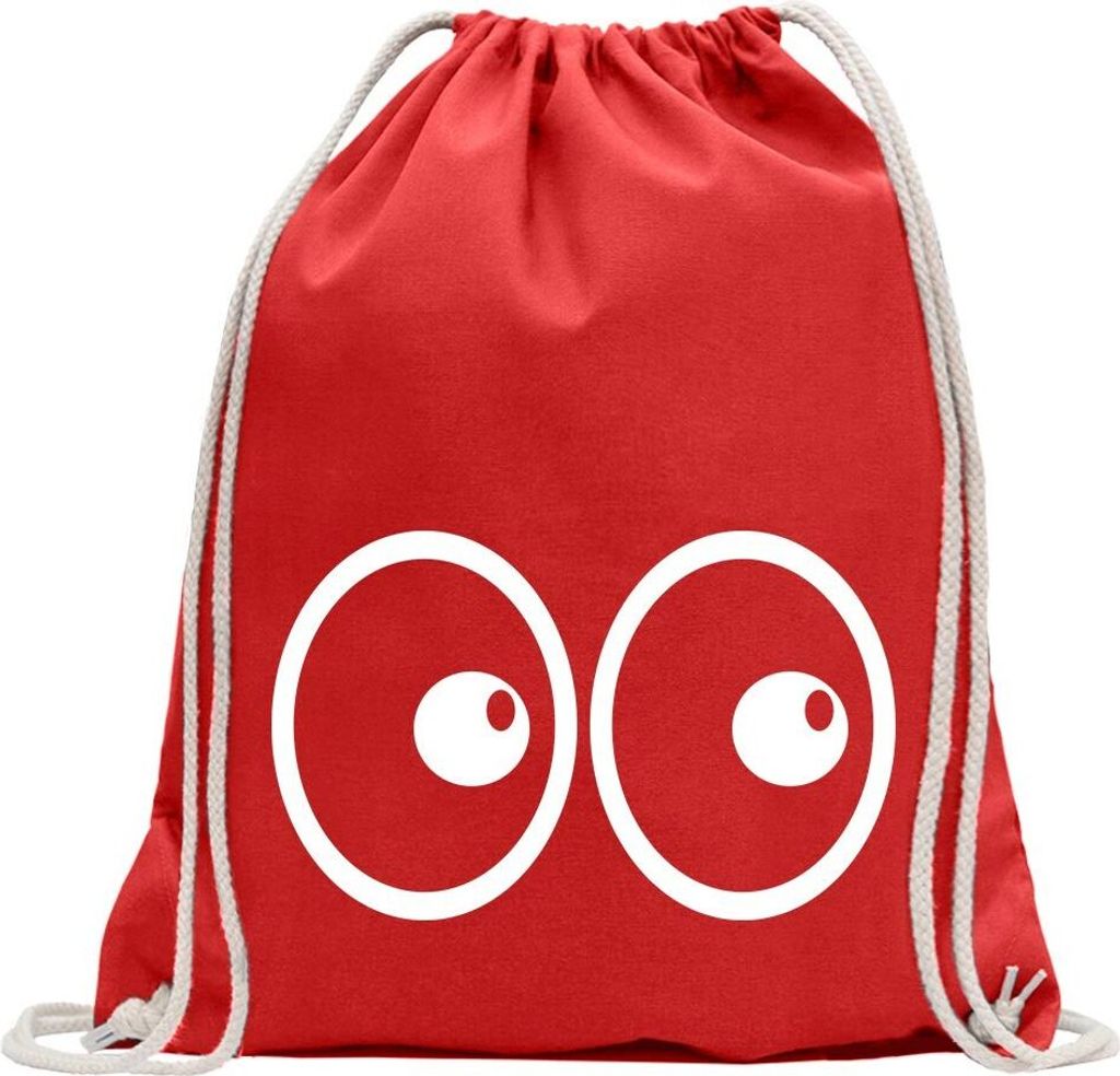 Kiwistar - Turnbeutel - rot - Roll Augen - Fun Rucksack Sport Beutel Gymsack Baumwolle mit Ziehgurt