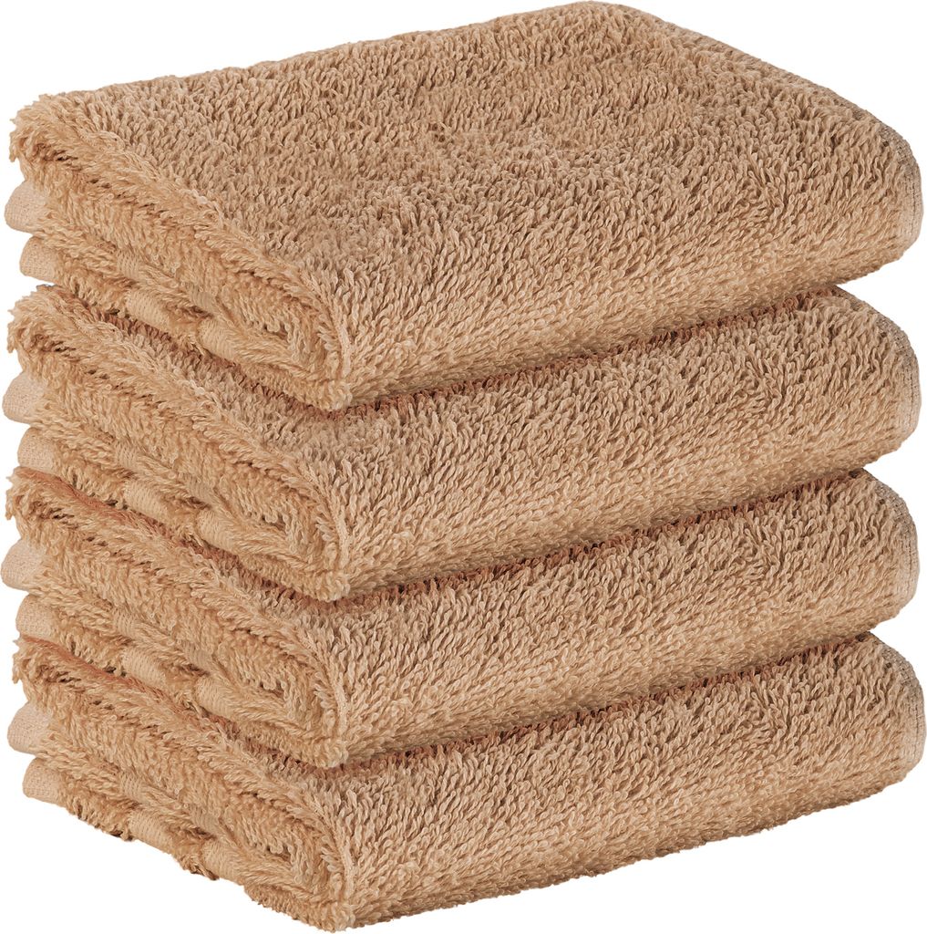 StickandShine 4er SET Premium Frottee Gästehandtuch 30x50 cm in hellbraun in 500g/m² aus 100% Baumwolle