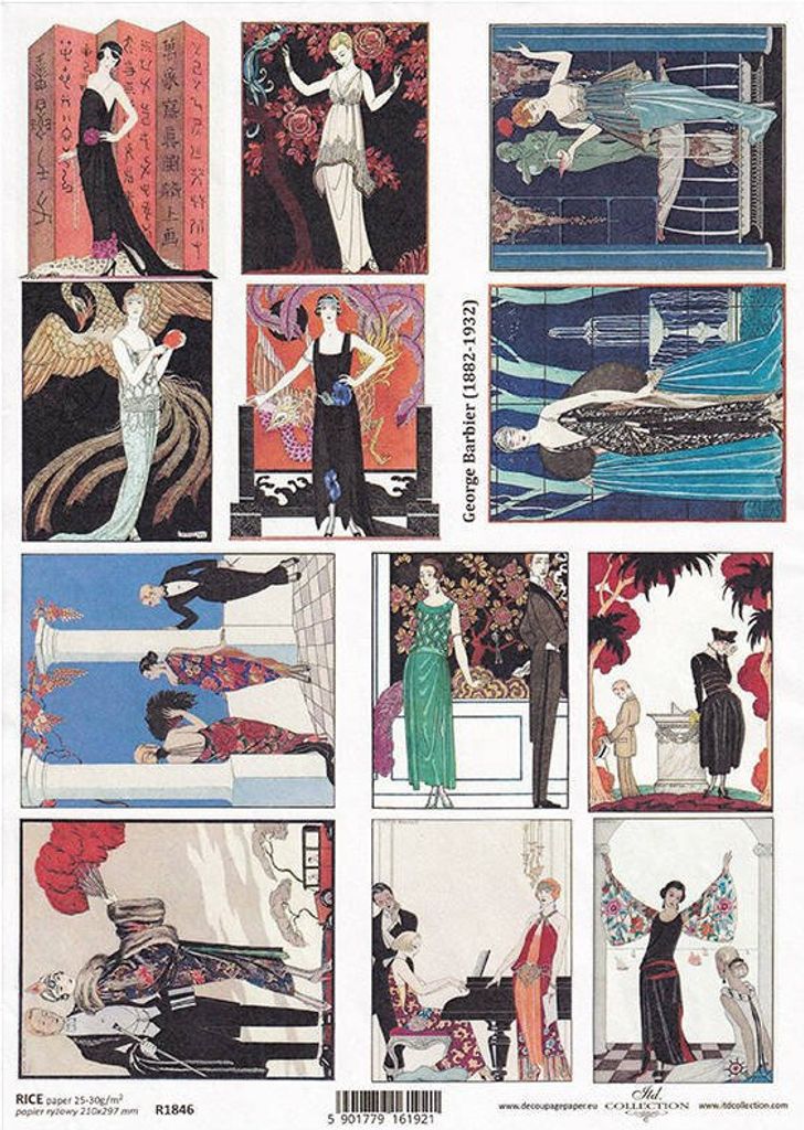 ITD Reispapier Decoupage Bastelpapier Softpapier Serviettentechnik, Frauen, Mode R1846