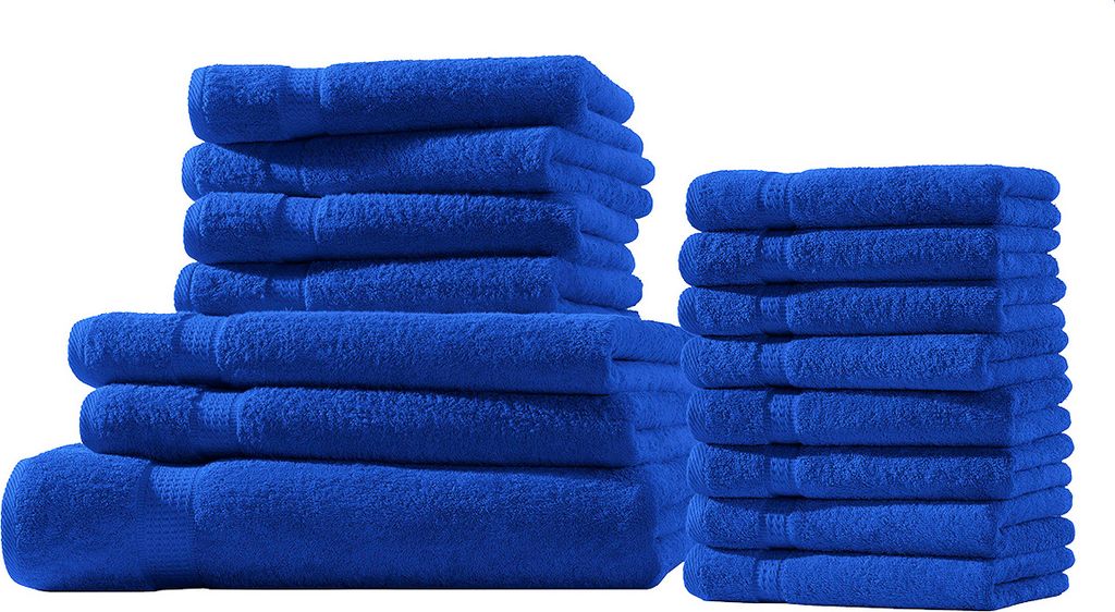 XXL-Set 15tlg Frotteetücher Elegance 100% Baumwolle 500 gsm Gästetücher Handtücher Duschtücher Badetücher royalblau