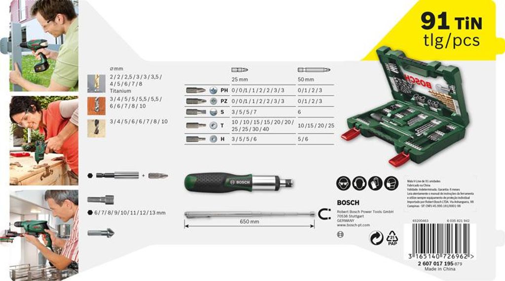 V-Line TiN-Bohrer- und Bit-Set, 91-teilig, Produktbild 
