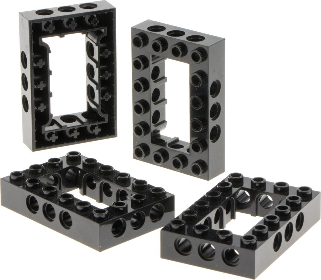 4x Lego Technic Bau Stein Rahmen 4x6 schwarz Lochbalken Kreuz 4144025 32531