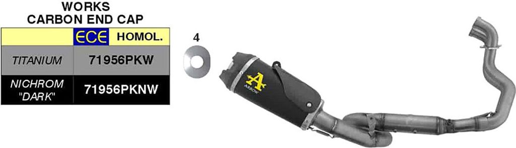 Komplette ARROW Auspuffanlage dunkel Nichrom mit Carb Cap für Suzuki Gsx-8s