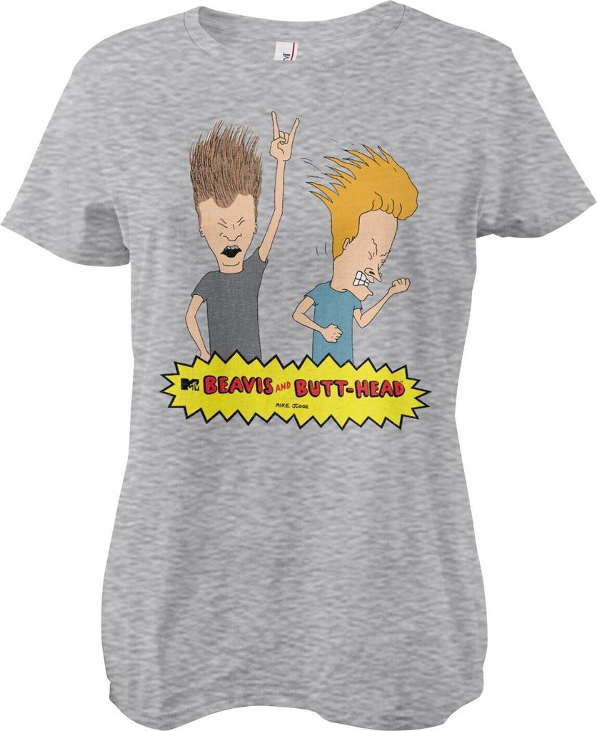 Beavis and Butt-Head Headbanging Girly Tee - X-Large - HeatherGrey
