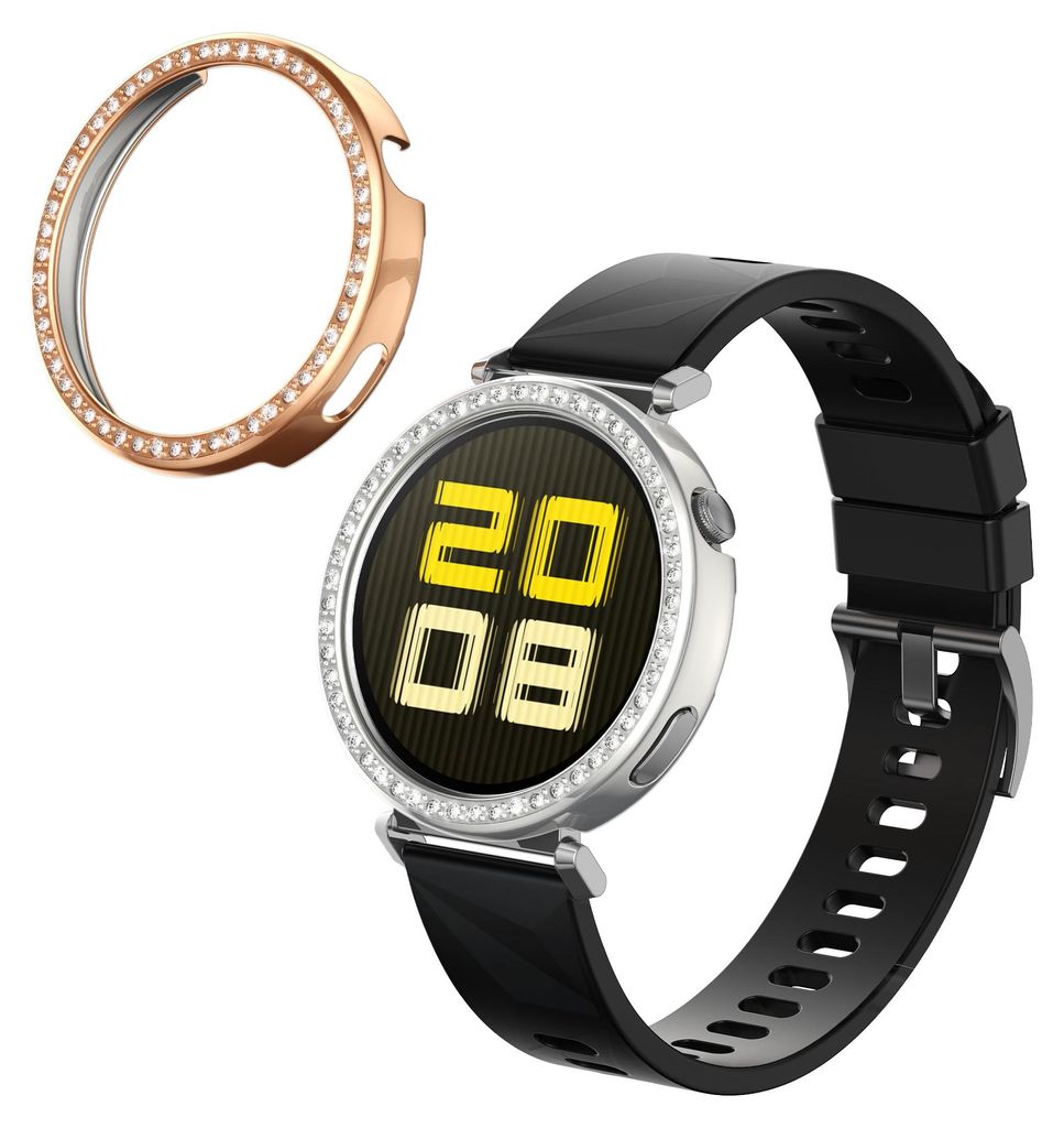 kwmobile 2x Kunststoff Hülle kompatibel mit Huawei Watch GT5 41mm / Watch GT4 41mm Schutzhülle Schutzrahmen - Glitzer Schutz Zubehör in Silber