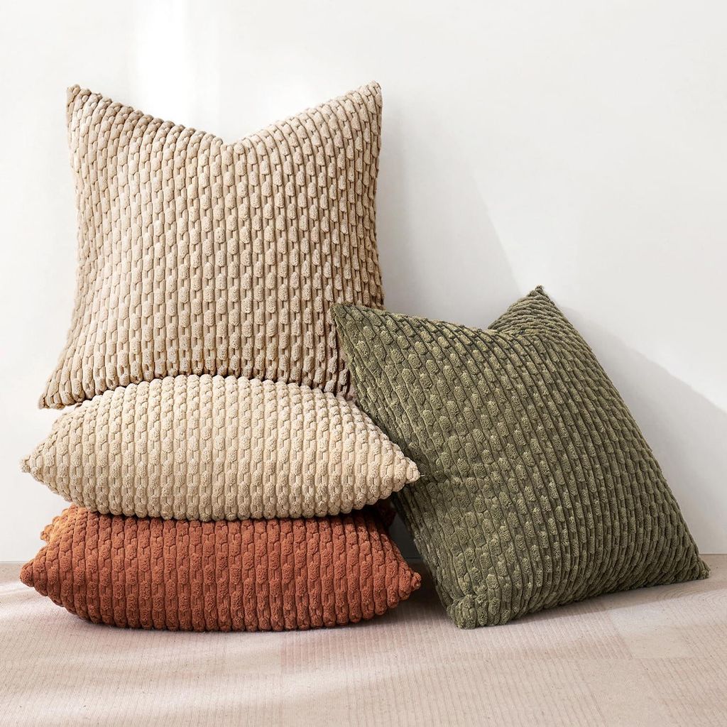 Set mit 4 Kissenbezügen aus Cord, dekorative Kissenbezüge, moderne Sofakissen, Zierkissen, Sofakissen für Wohnzimmer und Schlafzimmer, 40 x 40 c...