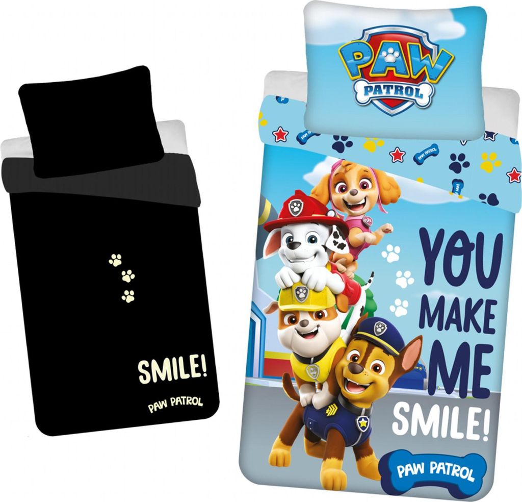 Bettwäsche Paw Patrol PP325 Leuchteffekt 140x200, 70x90 cm