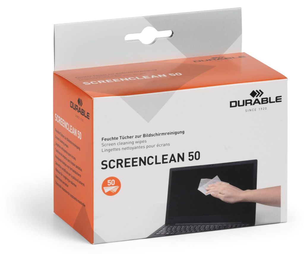 DURABLE Bildschirmreinigungstücher SCREENCLEAN® 50, 50 St., Produktbild 
