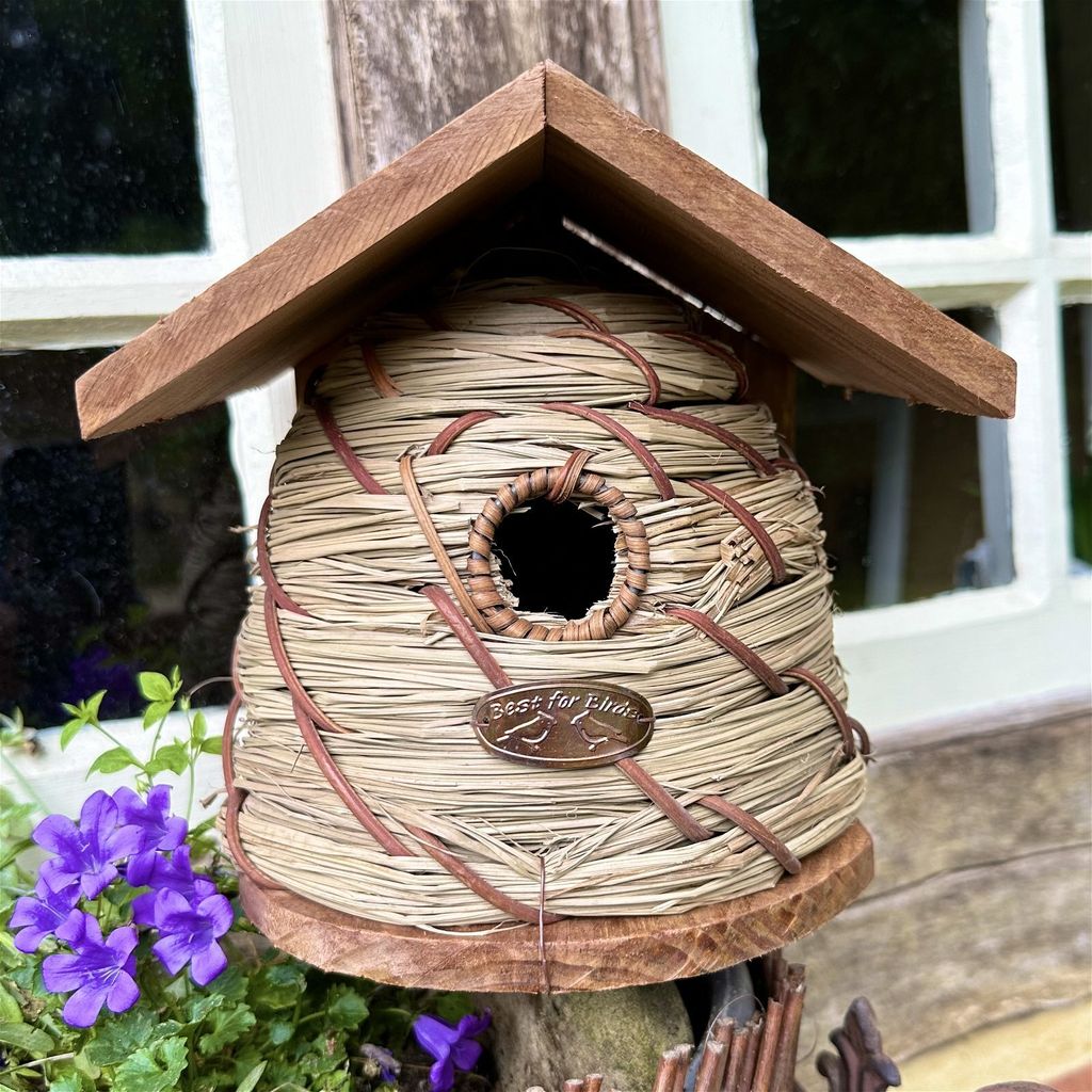 Nistkasten aus Holz, Stroh, Bienenkorb, Vogel-Nisthilfe